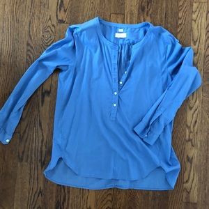 LOFT softened henley blouse light blue - like new